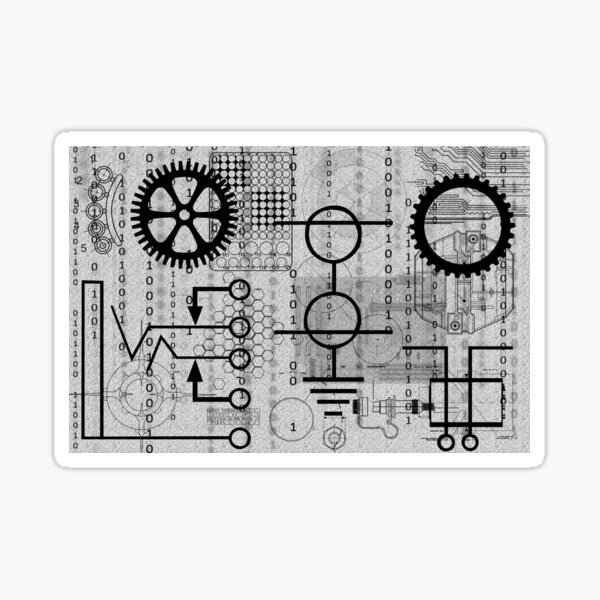 Cyber Tech Electrical Engineering Gear Design Sticker