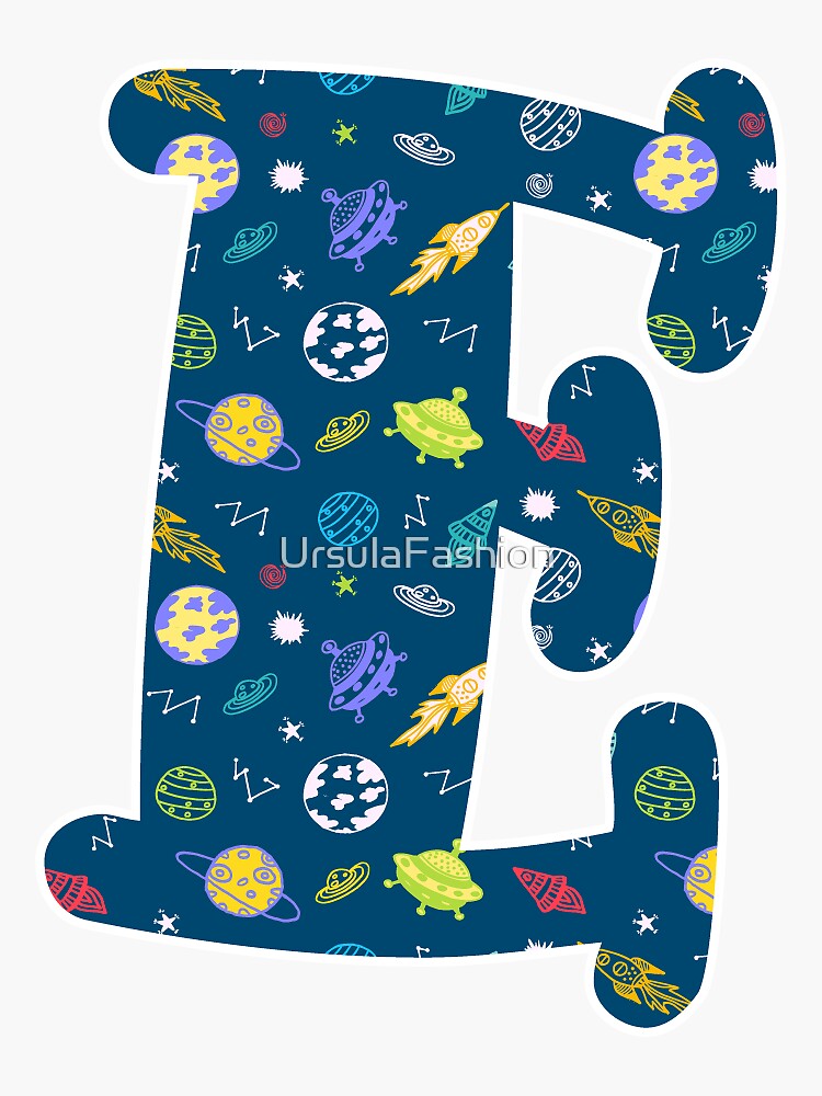 Space Themed Blue Letter E Sticker For Sale By Ursulafashion Redbubble