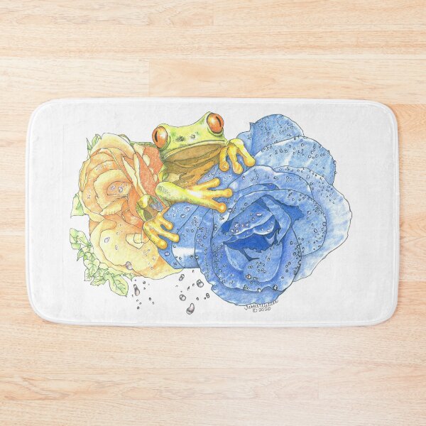 Red Eyed Tree Frog and Roses Bath Mat
