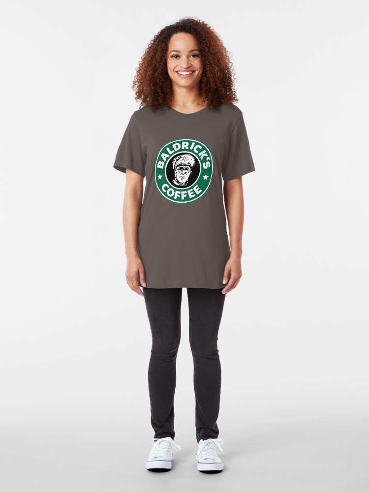 Alternate view of Baldrick's Coffee - Large Logo Slim Fit T-Shirt