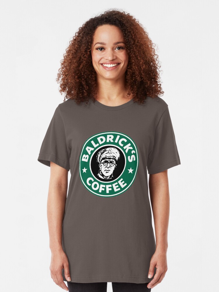 Alternate view of Baldrick's Coffee - Large Logo Slim Fit T-Shirt