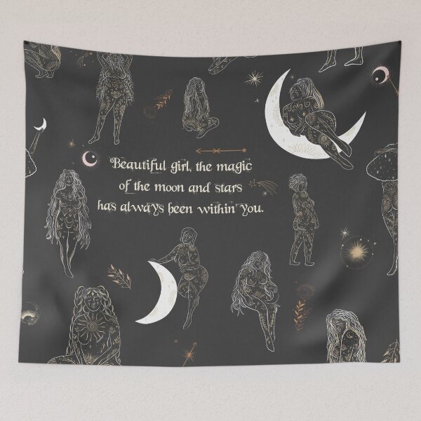 Item preview, Beautiful Girl, the Magic of the Moon and Stars Has Always Been Within You Charcoal designed and sold by PixiesPlace.