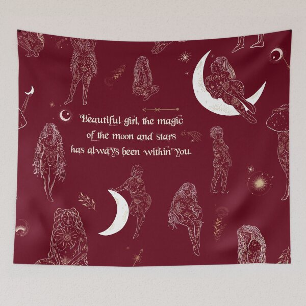 Item preview, Beautiful Girl, the Magic of the Moon and Stars Has Always Been Within You in Wine designed and sold by PixiesPlace.