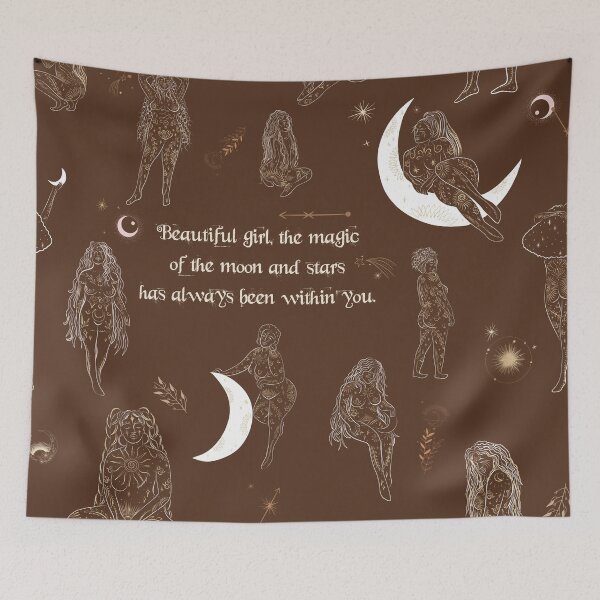Item preview, Beautiful Girl, the Magic of the Moon and Stars Has Always Been Within You in Brown designed and sold by PixiesPlace.