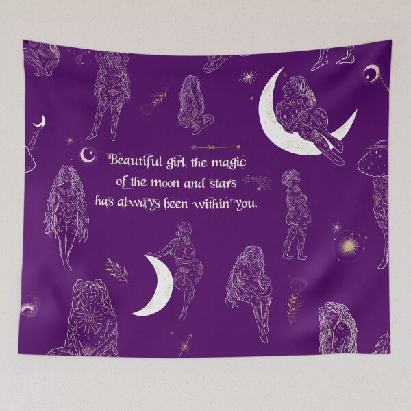 Item preview, Beautiful Girl, the Magic of the Moon and Stars Has Always Been Within You in Plum Purple designed and sold by PixiesPlace.