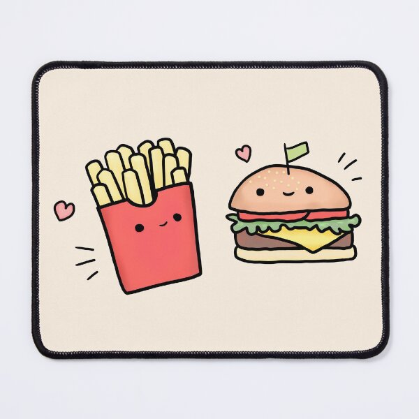 Item preview, Hamburger and Fries Best Friends - Kawaii Food Doodle designed and sold by ViewerEqualsPhoton.