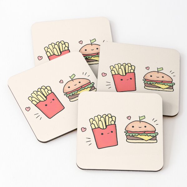 Item preview, Hamburger and Fries Best Friends - Kawaii Food Doodle designed and sold by ViewerEqualsPhoton.