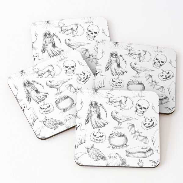 Item preview, Spooky Line Art Halloween Pattern | Black designed and sold by mareabello.
