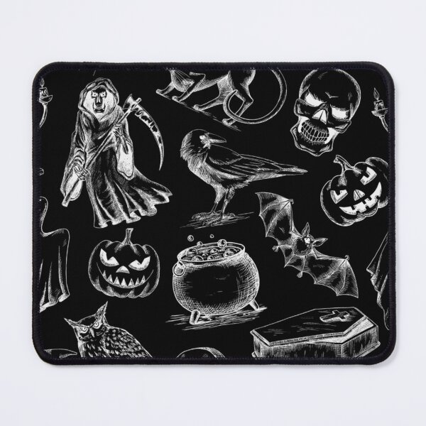 Item preview, Spooky Line Art Halloween Pattern | White designed and sold by mareabello.