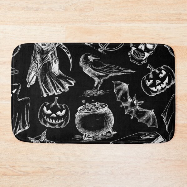 Item preview, Spooky Line Art Halloween Pattern | White designed and sold by mareabello.