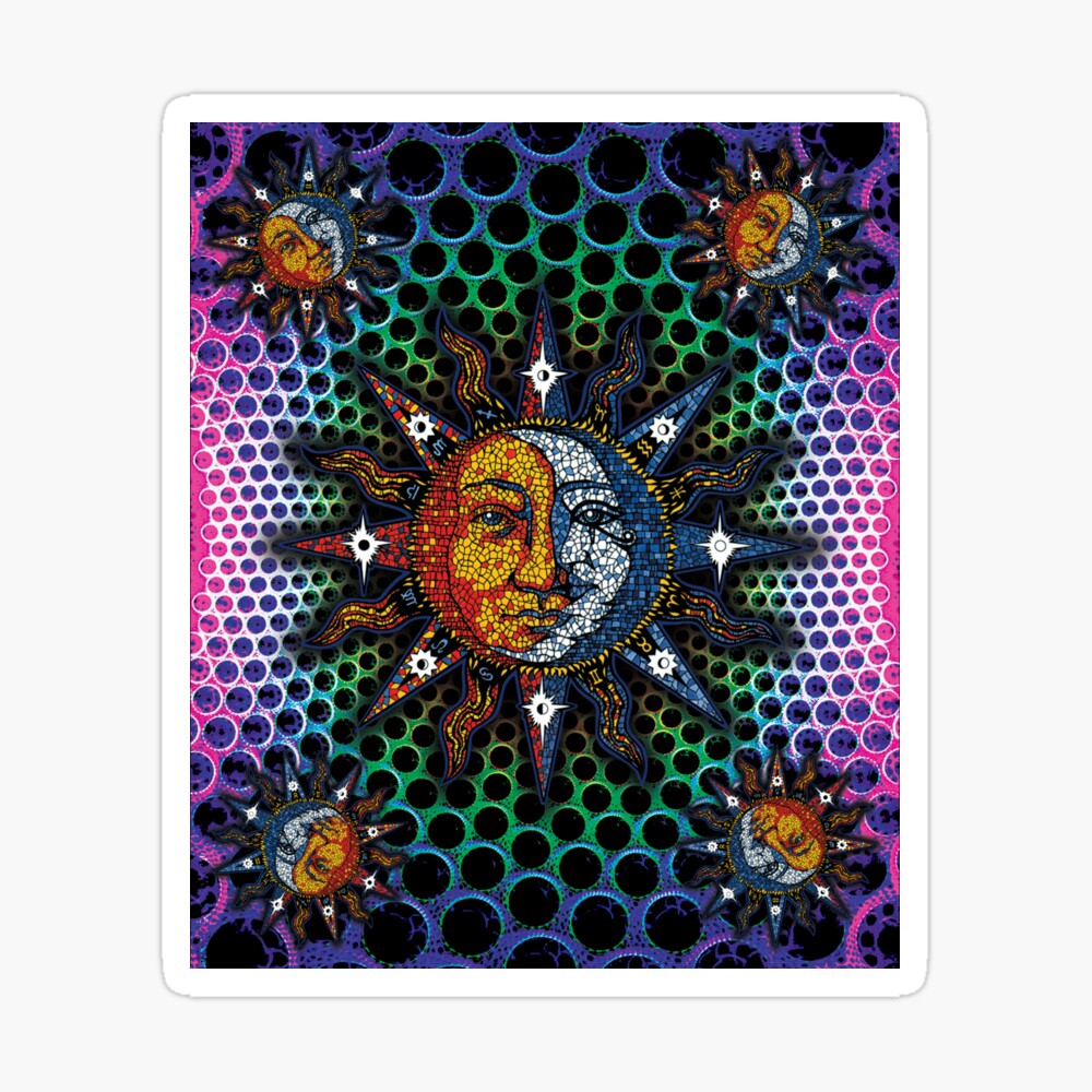 Cosmic Celestial Mosaic Sun Moon Art Board Print By Sandersart Redbubble