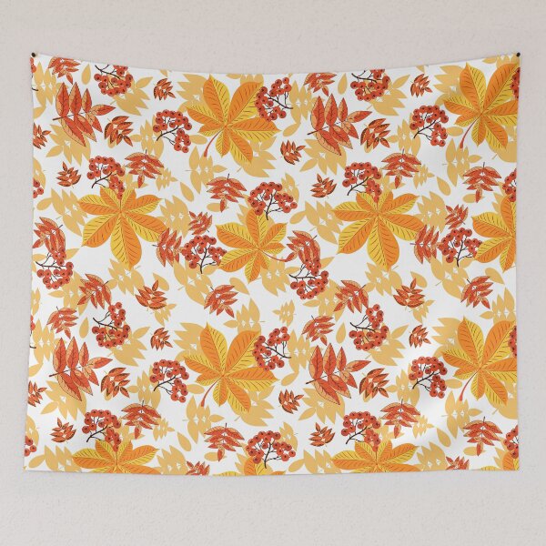 Item preview, Floral, Autumn Pattern With Red Berries, Orange Autumn Pattern, Autumn Pattern, Autumn, Orange, Floral, Pattern designed and sold by graphic-genie.