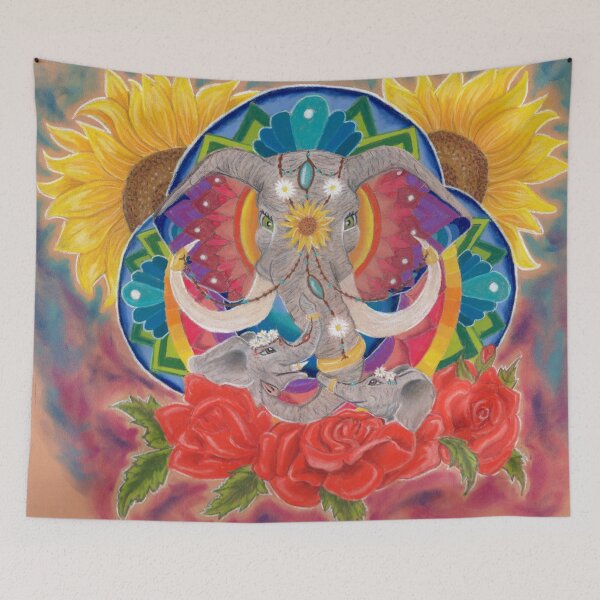 Item preview, Elephant Family Mandala wifh Background designed and sold by Brindi-Young.