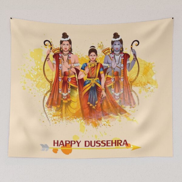 Item preview, Happy dusshera illustration with lord ram, sita, lakshman designed and sold by Sovik Goswami.