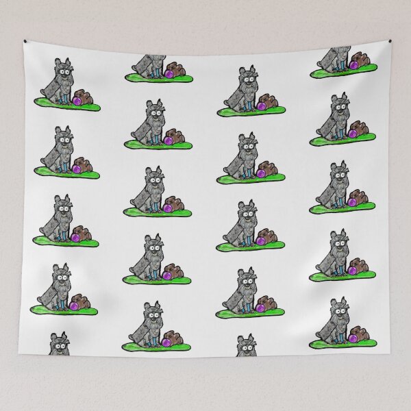Item preview, Schnauzer cartoon with teddy bear designed and sold by Marble1212.