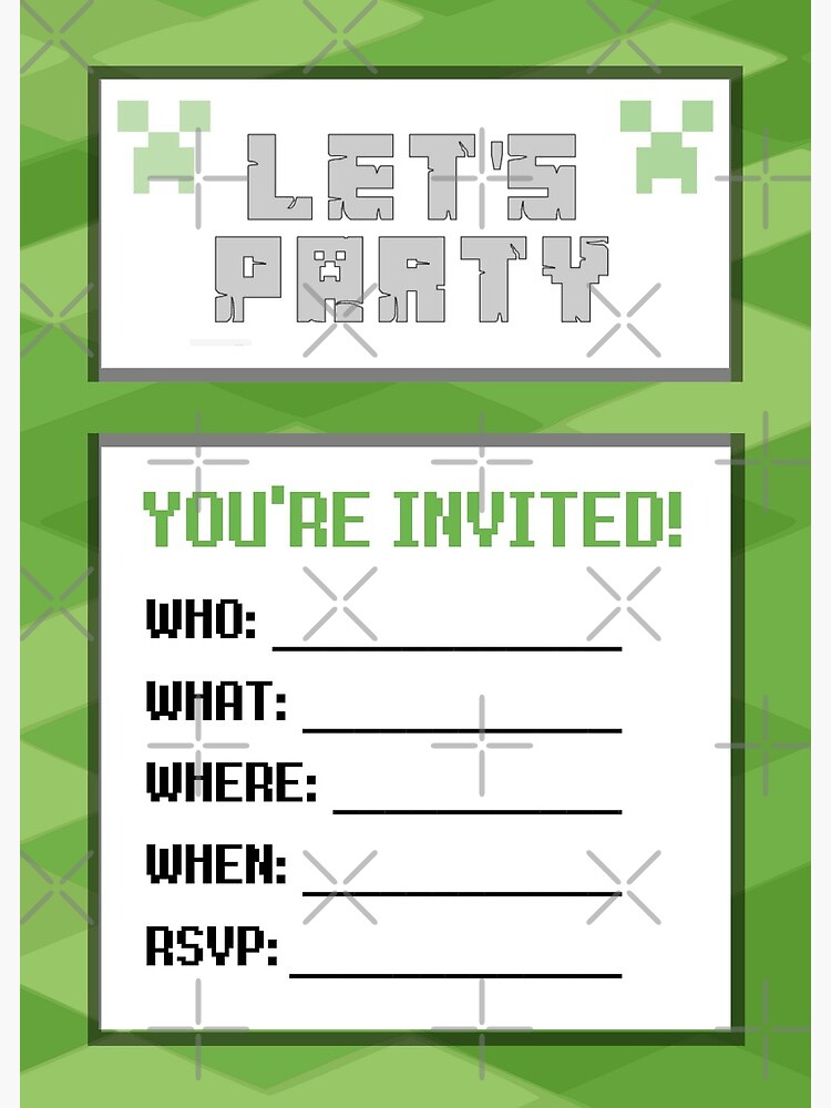 Invitations for Minecraft Themed Party - Minecraft Birthday Party Invitations invitations-for-minecraft-themed-party-minecraft-birthday-party-invitations-greeting-card-for-sale-by-kcdesigners-redbubble