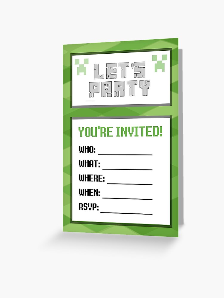 UNIQUE Minecraft Postcard Birthday Party Invitations w/Envelopes 8