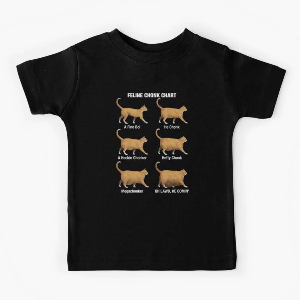 "Feline Chonk Chart, Funny Chonk Cat Meme" Kids TShirt by NganMason