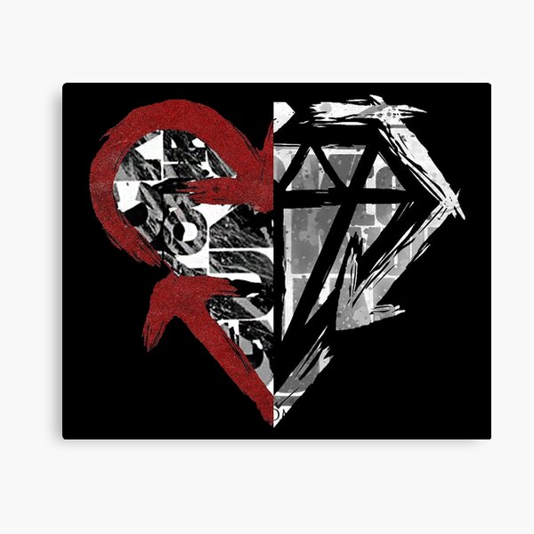 red diamond heart shape Canvas Print