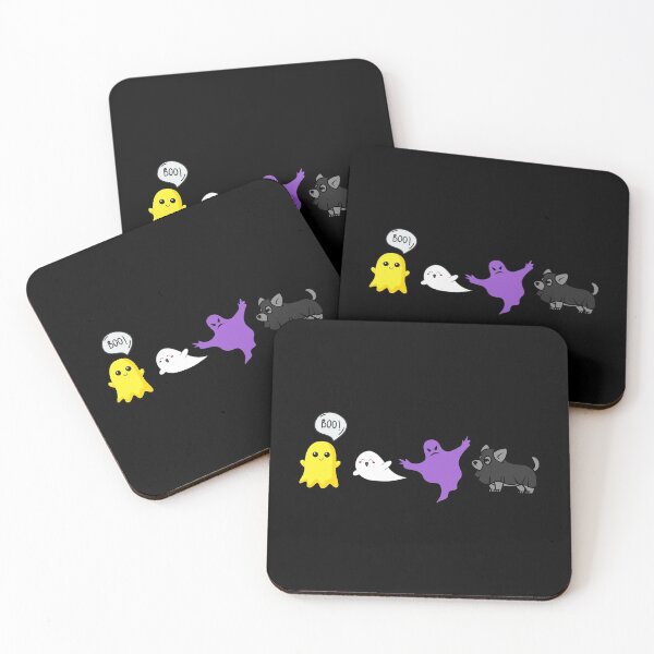 Item preview, Halloween Ghosts and Dog. Nonbinary Pride designed and sold by Subtle Pride Shop.