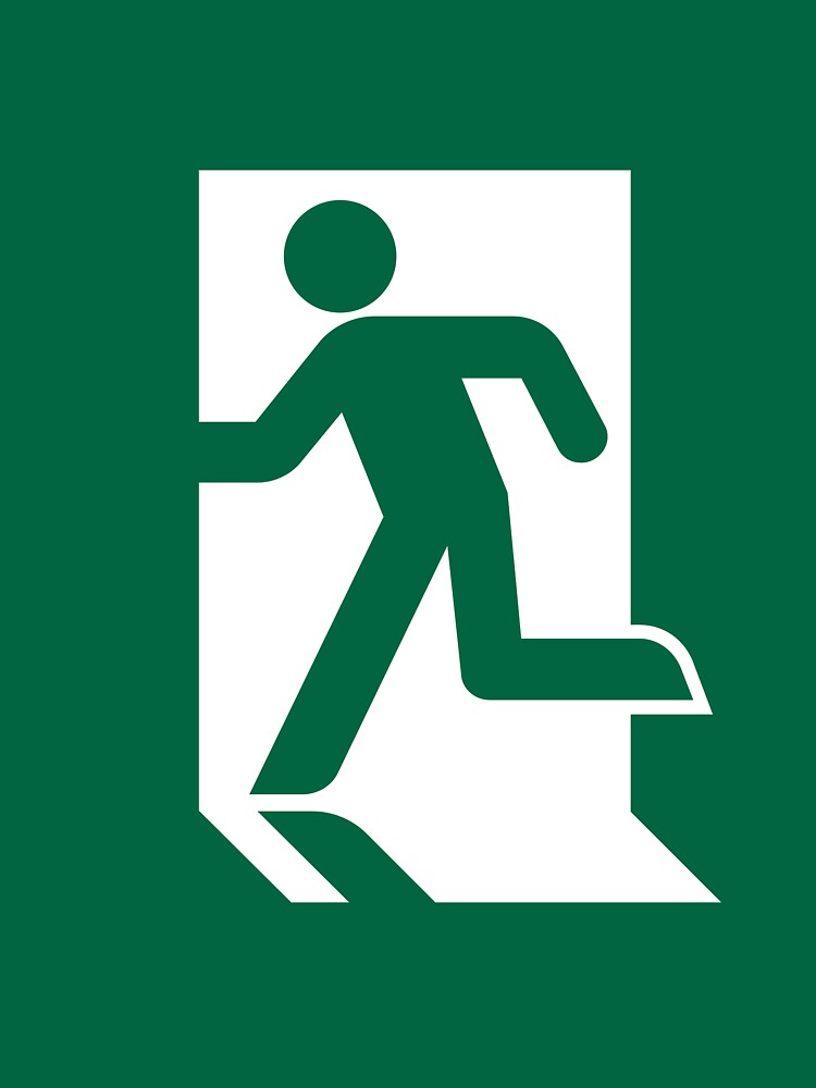 Thumbnail 7 of 7, Essential T-Shirt, Exit Sign Running Man designed and sold by dawgpoo.