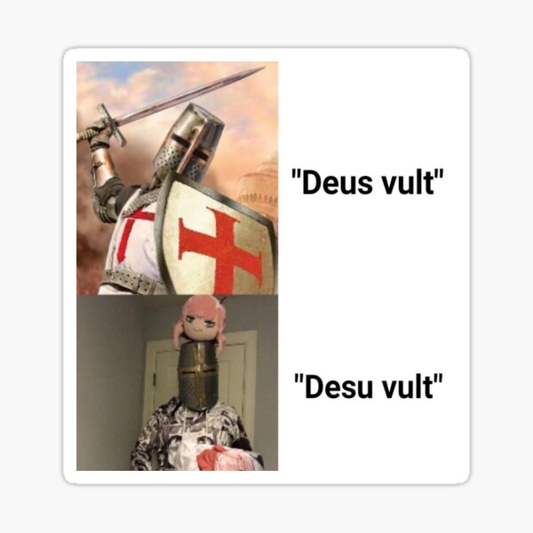 Deus Vult Desu Vult Knight Zero Two Sticker Von Zaners Redbubble