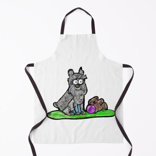 Item preview, Schnauzer cartoon with teddy bear designed and sold by Marble1212.