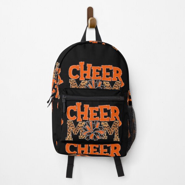 Item preview, Cheer Mom Leopard with Orange and Black Pom Poms designed and sold by pinkard.