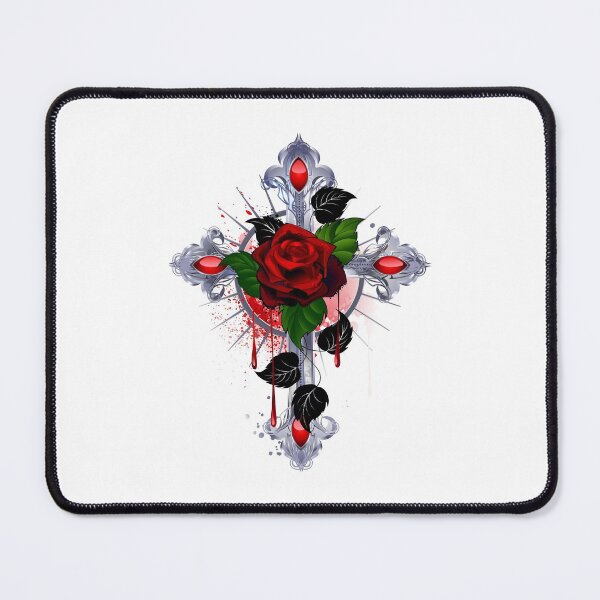 Item preview, Cross with a red rose designed and sold by Blackmoon9.