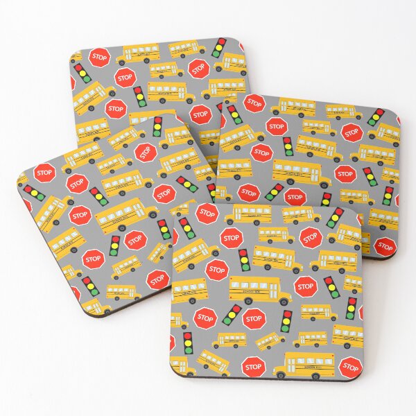 Item preview, Yellow School Bus Stop Sign Traffic Lights Pattern designed and sold by idovedesign.