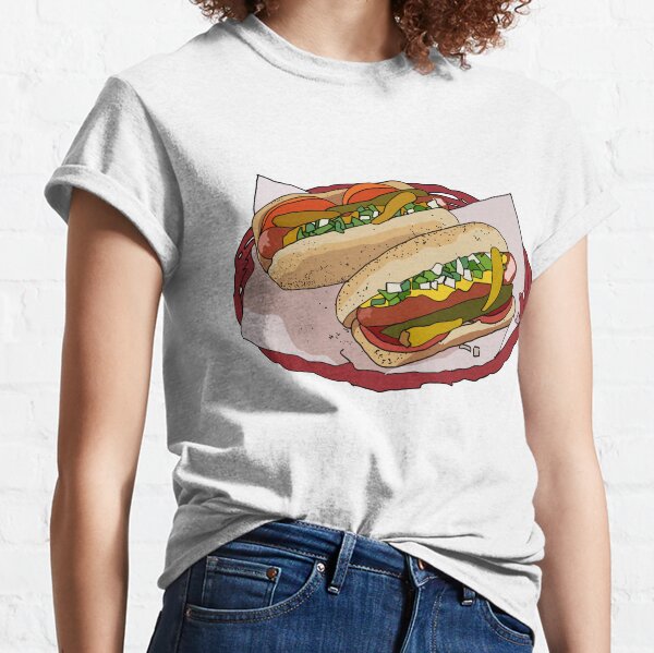  Chicago Style Hot Dog T-Shirt : Clothing, Shoes & Jewelry