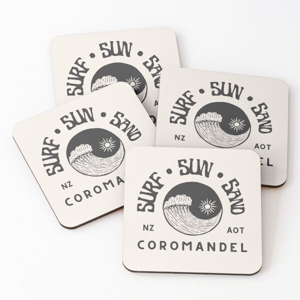 Item preview, Coromandel - Surf • Sun • Sand retro vintage aesthetic sticker design designed and sold by MorganMcG.