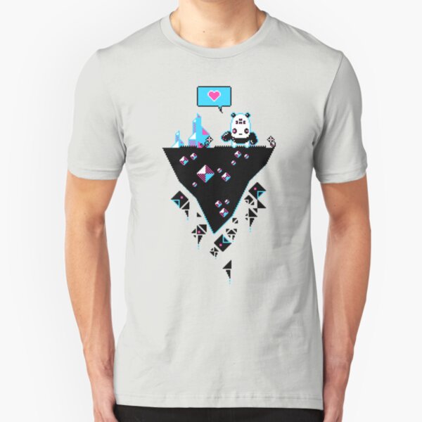 PandaC on Floating Pixel Island Slim Fit T-Shirt