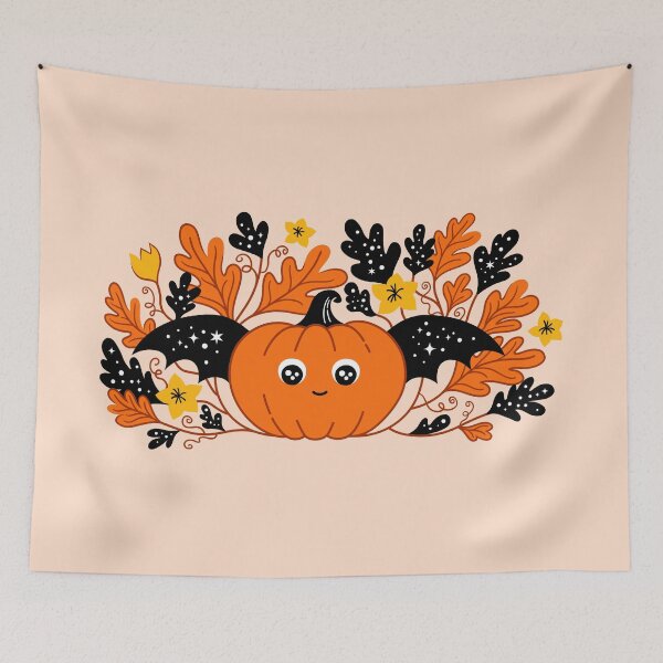 Item preview, Halloween cute pumpkin with bat wings designed and sold by Cat Print.