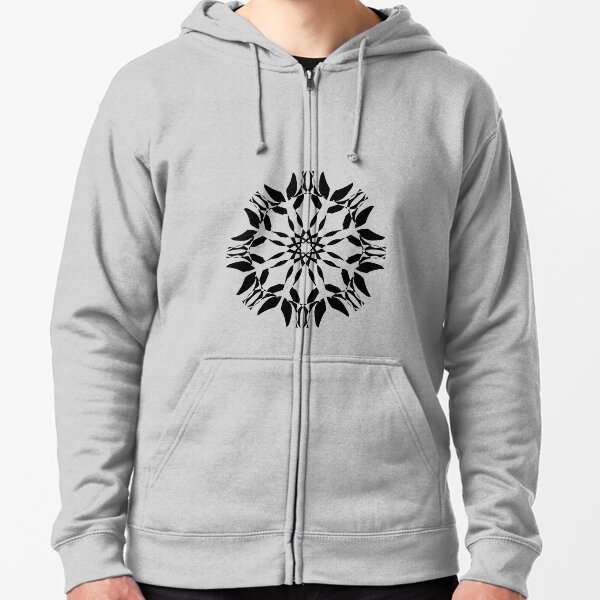 Symmetrical Geometric Design Pattern Zipped Hoodie