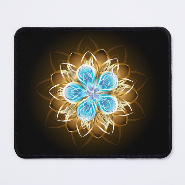 Item preview, Abstract turquoise golden flower designed and sold by Blackmoon9.