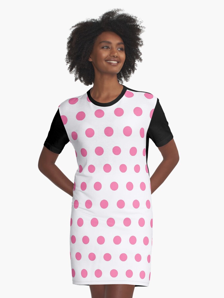 pink polka dot shirt dress