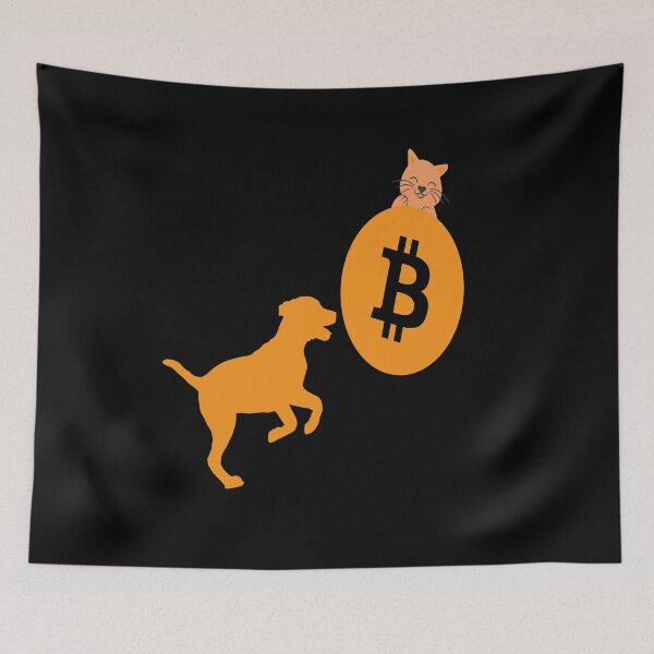 Artikelvorschau, Bitcoin-Hund spielt mit Bitcoin-Katze Bitcoin-Liebhaber BTC entworfen und verkauft von JackLamel.
