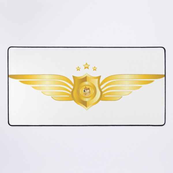 Item preview, dogecoin badge with golden shield designed and sold by ZieProject.