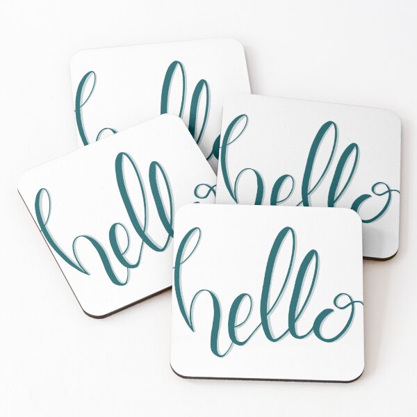 Item preview, Dark green aqua calligraphy hello designed and sold by -Lily-Anne-.