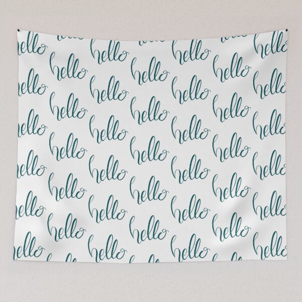 Item preview, Dark green aqua calligraphy hello designed and sold by -Lily-Anne-.