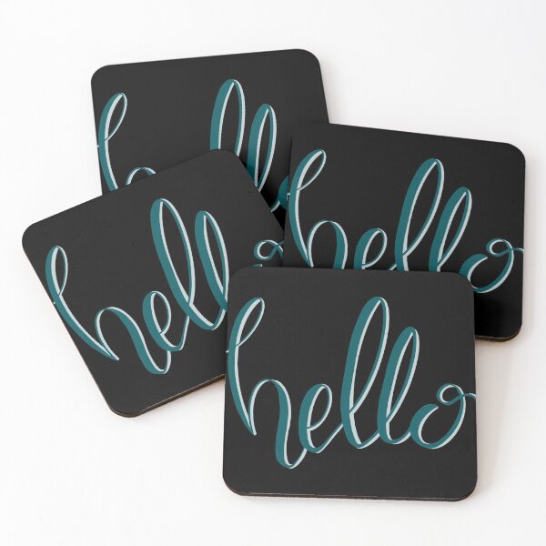 Item preview, Dark green aqua calligraphy hello designed and sold by -Lily-Anne-.