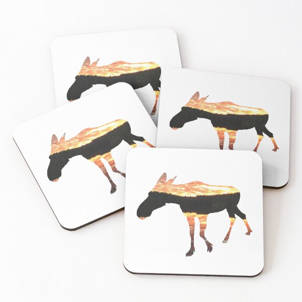 Item preview, Femalle Moose (cow) silhouette sunset at the lake designed and sold by Pauletart.