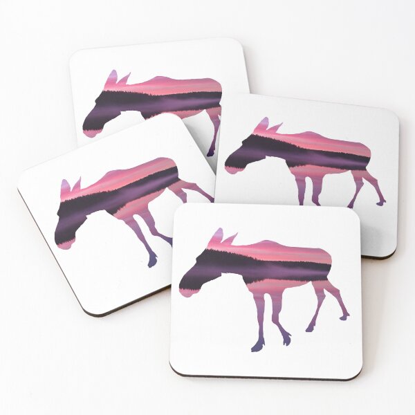 Item preview, Female Moose (cow) silhouette pink sunset at the lake designed and sold by Pauletart.