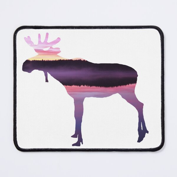 Item preview, Moose silhouette pink sunset at the lake designed and sold by Pauletart.