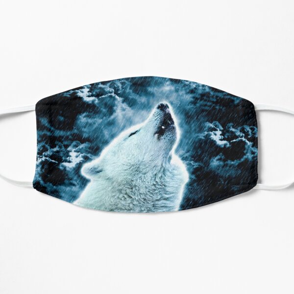 A howling wolf in the rain Flat Mask