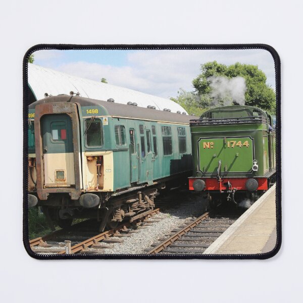 Item preview, Steam engine and electric train at Ongar Station, UK designed and sold by photoslot.