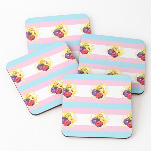 Summer fruit - transgender flag splash Coasters (Set of 4)
