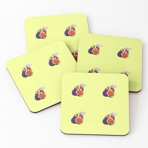 Non-bee-nary - bee on a fig Coasters (Set of 4)