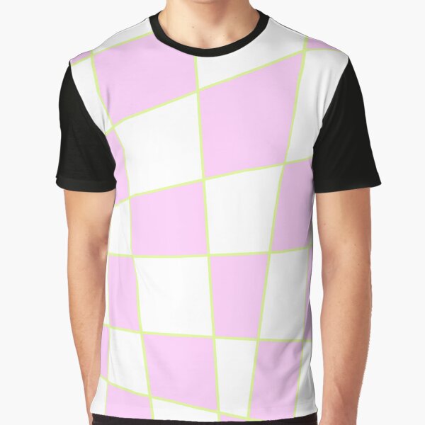 Distorted Checkers: Pink and Green Graphic T-Shirt